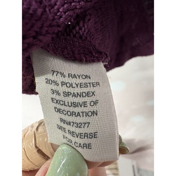 Vintage Y2K Mudd XL Long Sleeve Lace‎ Cutout Thin Sweater Purple Gorp Casual - Picture 6 of 7